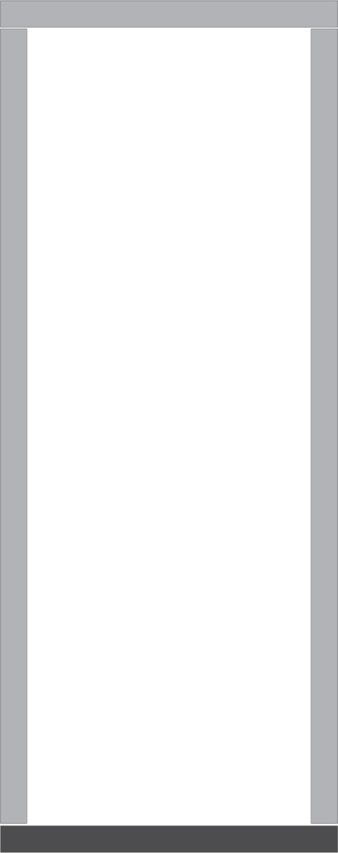 Diagram of a single door frame showing the two jambs and the head